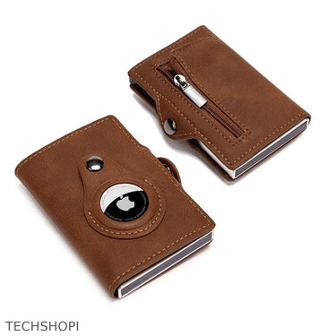 AirTag Wallet & Card Holder RFID with Zipper Genuine Leather - TechShopi